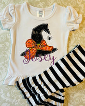 Monogram witch hat tee and ruffle pants