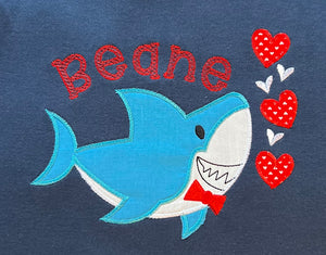 Shark monogram valentine party tee