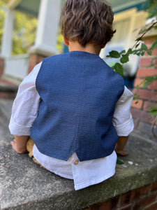 Christopher Legend Italian textured chambray vest