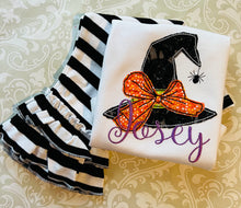Monogram witch hat tee and ruffle pants