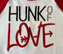 Hunk of Love embroidered Valentine’s Day raglan tee for boys