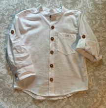 Christopher Legend Linen poet collar button down shirt