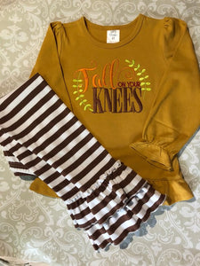 Fall on Your Knees Christian fall outfit or tee