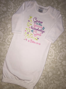 Grow in Grace Christian Monogram baby gown