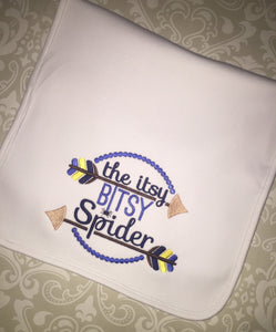 Itsy bitsy spider embroidered burp cloth