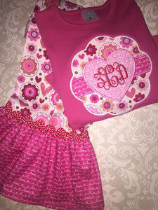 Applique Heart Monogrammed Valentine outfit