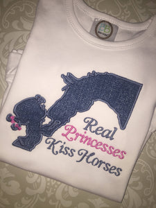 Real Princesses Kiss Horses applique tee