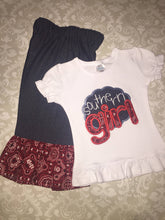 Southern girl Applique pants and ruffle tee outfit