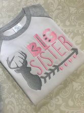 Monogram Deer Little sister big sister raglan Sibling set