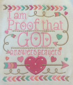 I am Proof God answers prayer baby bodysuit