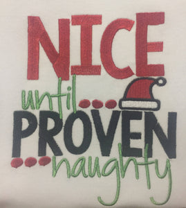 Nice until proven naughty Christmas raglan