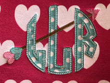 Valentine heart monogram baby bib and burp cloth