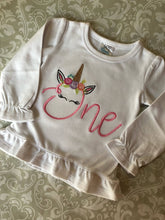 Unicorn One first birthday ruffle pants outfit
