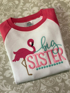 Pink Flamingo raglan sibling set