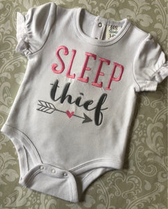 Sleep thief embroidered baby bodysuit