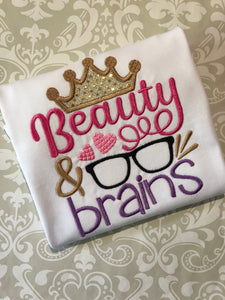 Beauty and Brains applique tee