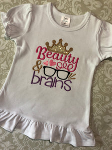Beauty and Brains applique tee