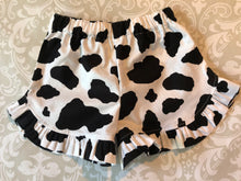 Farm birthday monogrammed ruffle tee with coordinating cow print ruffle shorts