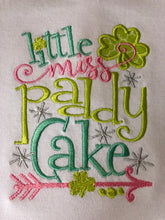 Little Miss Paddy Cake applique St. Patrick’s day bodysuit