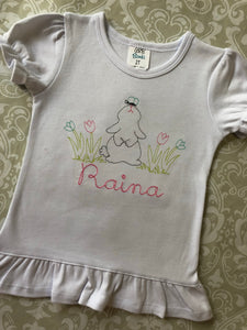 Vintage style embroidered bunny Easter outfit