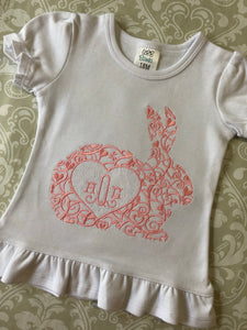 Embroidered monogram Easter bunny outfit for girls