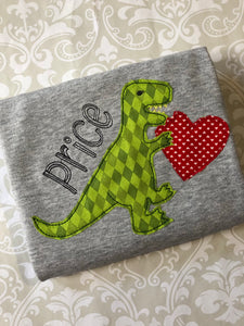 Monogram Valentine Dinosaur tee
