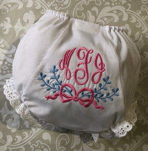 Monogram baby bloomers/diaper cover