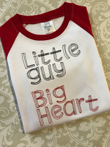 Little guy big heart embroidered raglan