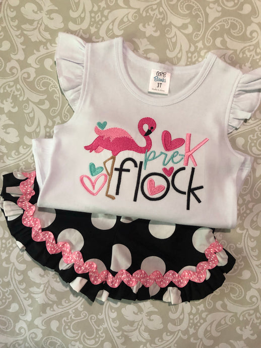 Flamingo back to school tee and shorts set