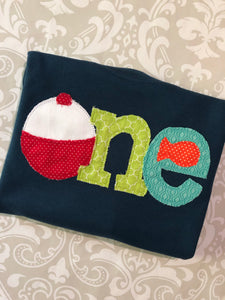 Fishing one first birthday applique tee