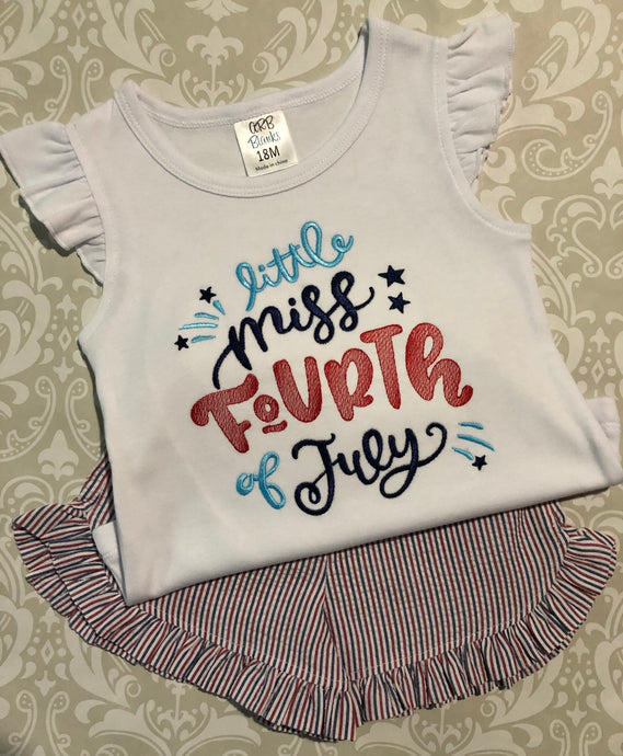 Little Miss Fourth of July shorts set