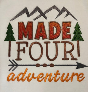 Made four adventure Fourth birthday raglan tee