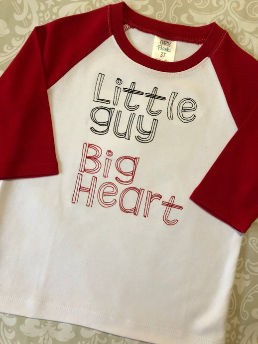 Little guy big heart embroidered raglan