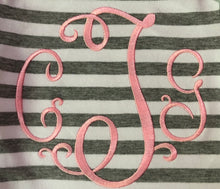 Ruffle sleeve monogram baby gown