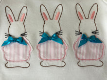 Vintage applique trio of bunnies Easter outfit