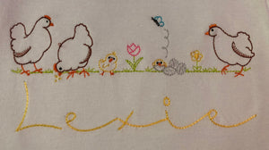 Monogram embroidered chicken shorts set