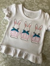 Vintage applique trio of bunnies Easter outfit