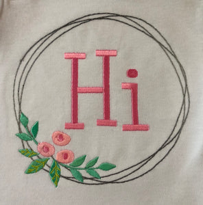Hi embroidered baby girl gown