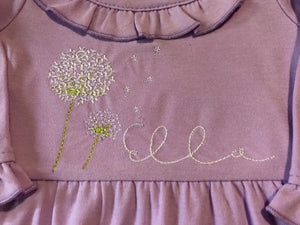 Dandelion Monogram ruffle gown