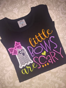 Little bows are scary applique ghost ruffle tee