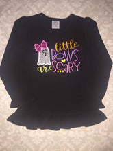 Little bows are scary applique ghost ruffle tee