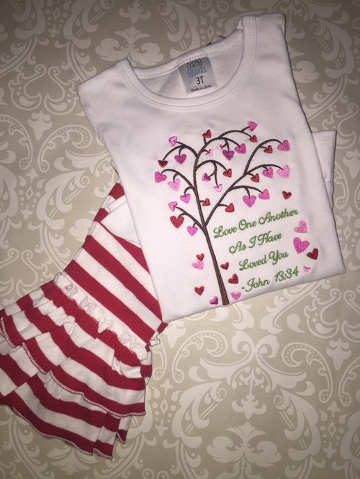 Love one another Valentine outfit or ruffle tee