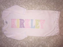 Monogram baby girl gown with embroidered lettering