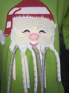 Ribbon beard applique Santa girls Christmas outfit
